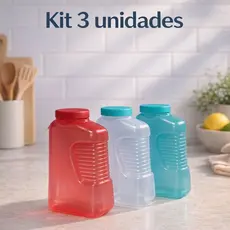 Kit 3 Garrafas Plásticas 2L com Tampa Rosqueável – Garrafa Reutilizável para Água Suco Chá Geladeira e Academia