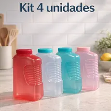 Kit 4 Garrafas Plásticas 2L com Tampa Rosca Rosqueável – Garrafa Reutilizável para Água Suco Chá Geladeira e Academia