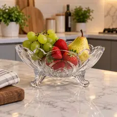 Fruteira Saladeira De Vidro Centro De Mesa Com Pé 22cm
