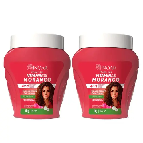 Inoar Kit Com 2 Creme Capilar Poder Das Vitaminas Morango 2x1kg