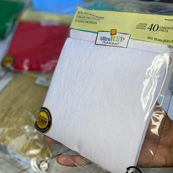 80 a 160 papel bem casado BRANCO + celofane 15 cm x 17 cm