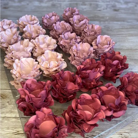 120 forminhas para doces finos COMBINAÇÕES cores PESSEGO + ROSA CHA + MARSALA modelo flor  luxo