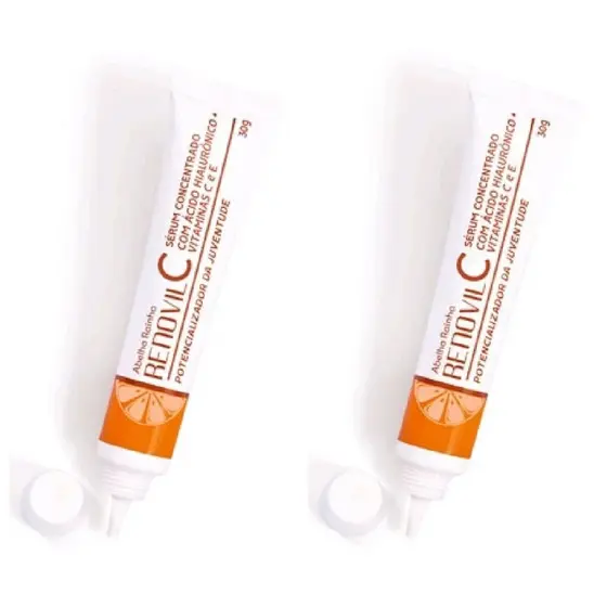Kit 2 Sérum Concentrado Com Ácido Hialurônico E Vitamina C e E Potencializador Da Juventude Renovil