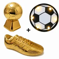 KIT Decoração Futebol Troféu + Chuteira + Bola De Led
