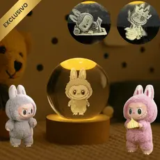 Luminária Cristal LED 3D Mesa LaFuFu Exclusivo Presente Boneco Fofo Quarto Coelho Decoração Ursinho