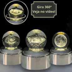 Luminária De Mesa Giratória Rotatória Cristal 3D Abajur Led Presente Decorativo