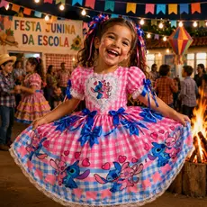 Vestido Festa Junina  Caipirinha Infantil Caipira Xadrez São João Arraiá Luxo