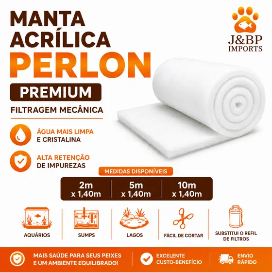 Manta Acrílica Lã Perlon para aquários e lagos 2m x1,40m(Gramatura 100)