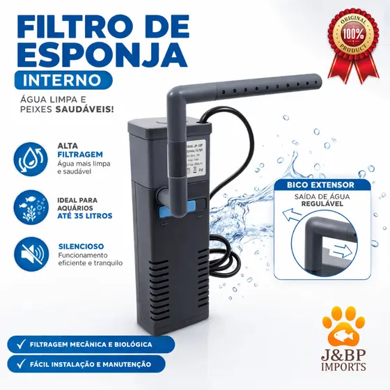 Filtro Interno c/Bomba Para Aquários até 35 Litros – Silencioso e Eficiente -Envio Imediato