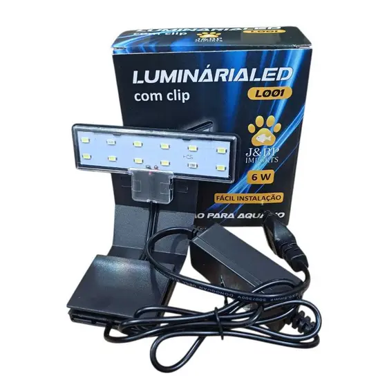 Luminária Aquário LED 6W Azul e Branca Bivolt - Iluminação Premium Peixes & Plantas