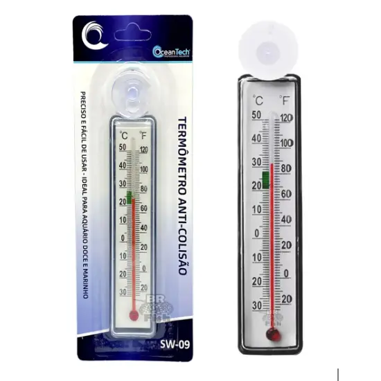 Ocean Tech Termômetro com Ventosa para Aquário – Anti-Colisão, 14cm