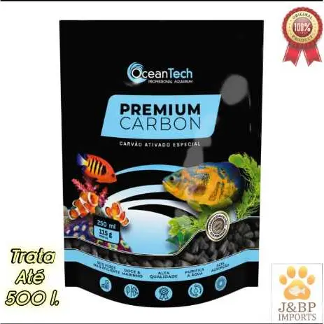 Carvão Ativado Ocean Tech Premium Carbon + Bolsa /250ml / 500ml /Remove Impurezas do  Aquário