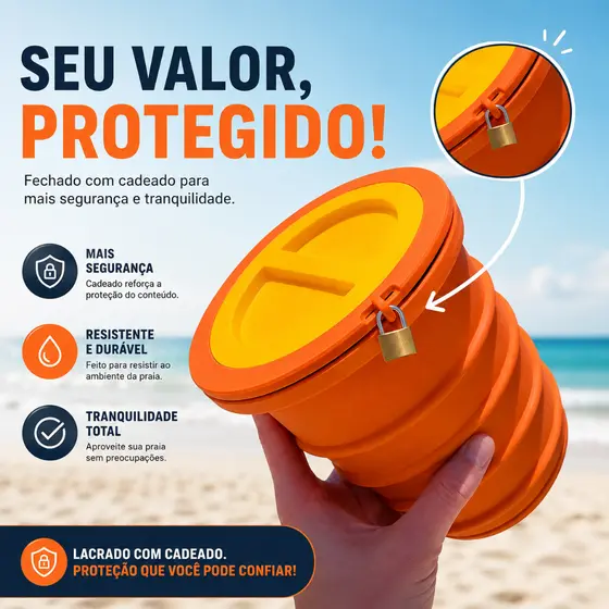 Guarda Treco Parafuso Cofre para Praia Cor Sortido