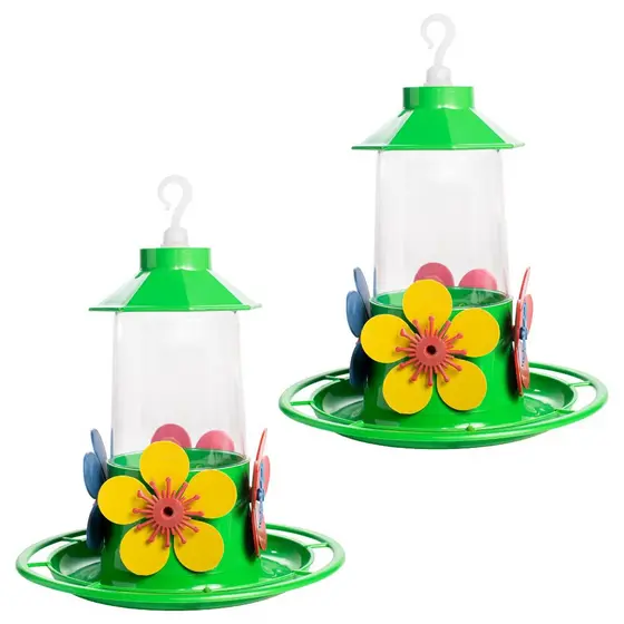 Kit 2 Bebedouros Para Beija Flor Luxo Com Chapeu e Poleiro Grande