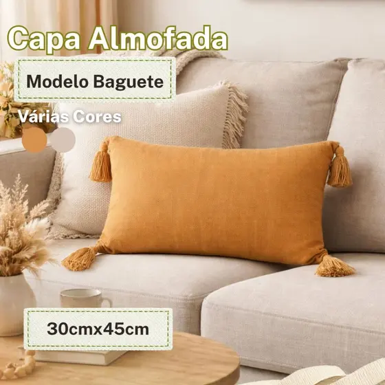 Capa De Almofada Baguete 30x45cm 100% Algodão Decoração Sofá Sala