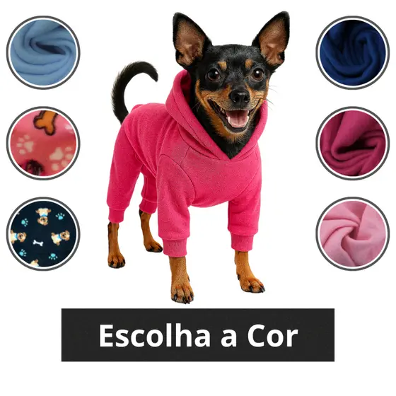 Macacão Pet com Capuz Escolha a Cor Frio/Inverno - Roupinha De Cachorro Pequeno-Grande Roupa para Macho Fêmea Soft