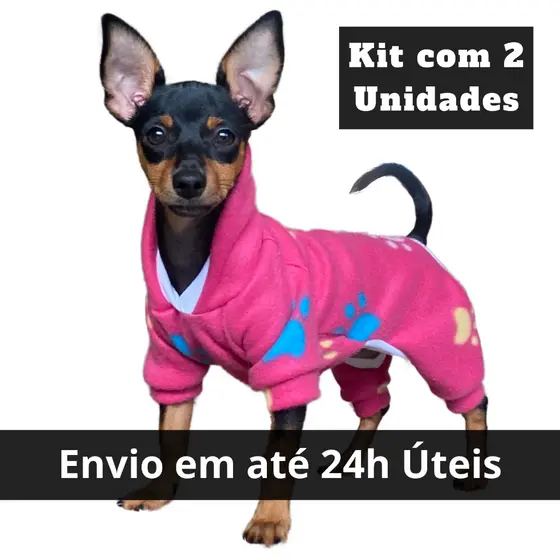 Kit 2 Macacão com Capuz Roupinha Pet Inverno - Roupa para Macho e Fêmea De Cachorro Pequeno a Grande
