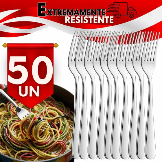 Jogo 50 Garfos De Mesas Aço Inox Talher Resistente  Buffet Cozinha Restaurante Multiuso Excelentes