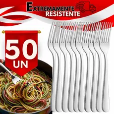 Jogo 50 Garfos De Mesas Aço Inox Talher Resistente  Buffet Cozinha Restaurante Multiuso Excelentes
