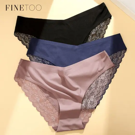 Finetooo Calcinha Sem Costura Sexy Confortável Para Mulher De Seda De Cintura Baixa Menina