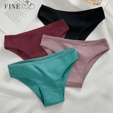 Finetooo Calcinha De Algodão Para Mulheres Feminina M-XL Cor Sólida Intimates
