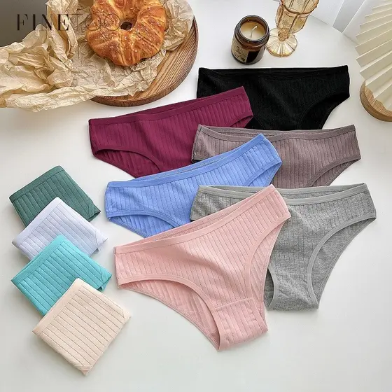 Finetooo Calcinha De Algodão Para Mulher Lingerie De Cor Sólida Confortável Feminina XS-6XL