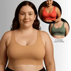 Kit 3 Sutiã Plus Size Bojo Removível Top Regata Cropped Não Marca EXG Reforçado 46 ao 54 Sortidos