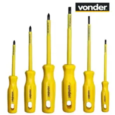Conjunto Chaves Fenda Phillips Isolada Ponta Magnetizada Vonder 6PÇ