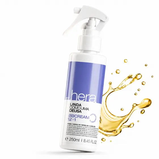 Poderoso Finalizador Capilar para Cabelo BB Cream By Hera 12 em 1 Multifunção Todos os Tipos de Cabelo Hidratação Brilho
