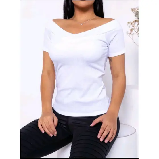 promoção blusa canelada ombro a ombro moda verão 2023
