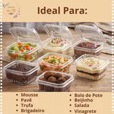 50 Embalagem Mini Doce Quadrado 130ml Bolo de Pote/ Mousse/ Brigadeiro