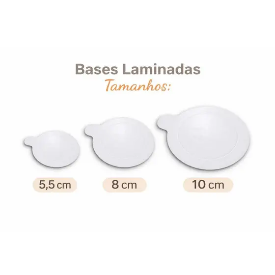 Base Laminada Branca para Doces N5,5 N8 N10 Premium C/25 Unidades Suporte para Doces e Festas