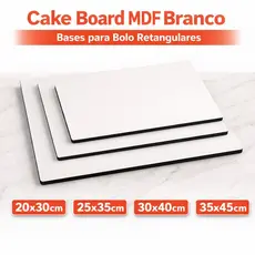 Cake Board Retangular MDF Base Para Bolo Reforçada Confeitaria Profissional Tamanhos 20x30 25x35 30x40 35x45cm
