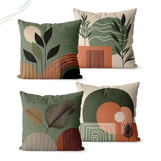 Kit 4 Capas de Almofadas Decorativas de Sala Quarto Escritório 45x45 Cm Estampas Variadas Decorativa