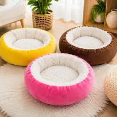 Caminha Redonda Pets Sherpa para Cães e Gatos Macia Quente Confortável Pele de Carneiro Cama Pet Tamanhos: P, M e G