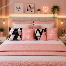 Kit 04 Almofadas Cheias 45x45 Decorativas Quarto Menina Varias Estampas Bonitas e Fofas Microfibra Antialérgica Decorar