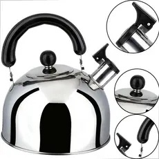 Chaleira Inox 2L Com Apito Para Fogão Gás Indução Café Chá Ferve Rápido Luxo