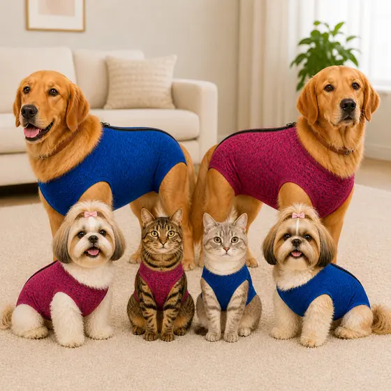 Roupa Pós Cirúrgica Pet Castração Elastano Para Cães e Gatos Com Zíper Fêmea e Macho
