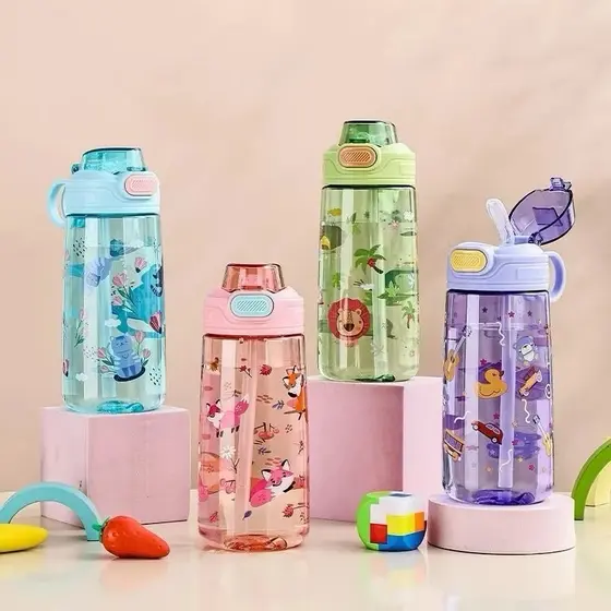 Garrafa infantil de água 500ml plástica crianças escolas parque