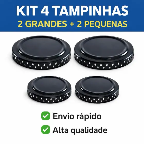 Kit 4 Tampinhas Espalhador Fogão Atlas/Itatiaia/Ágata/Mônaco Boca Chama