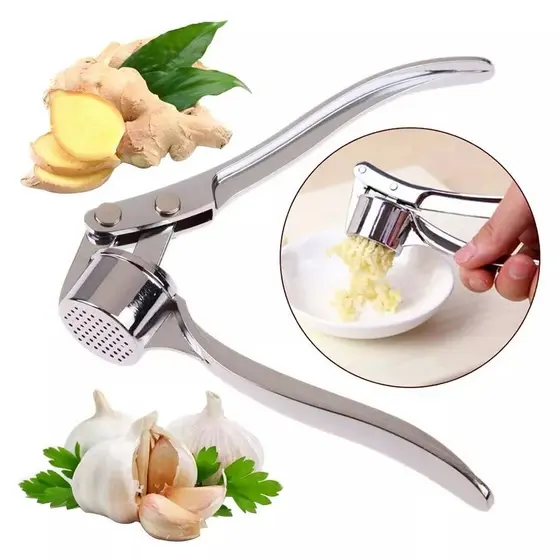Espremedor de Alho Metálico - Design Sofisticado, Fácil de Limpar, Portátil