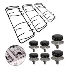 Kit Espalhador+Queimador + 3 grelhas Fogão Esmaltec Cristal Bali 6 Bocas Com Pino