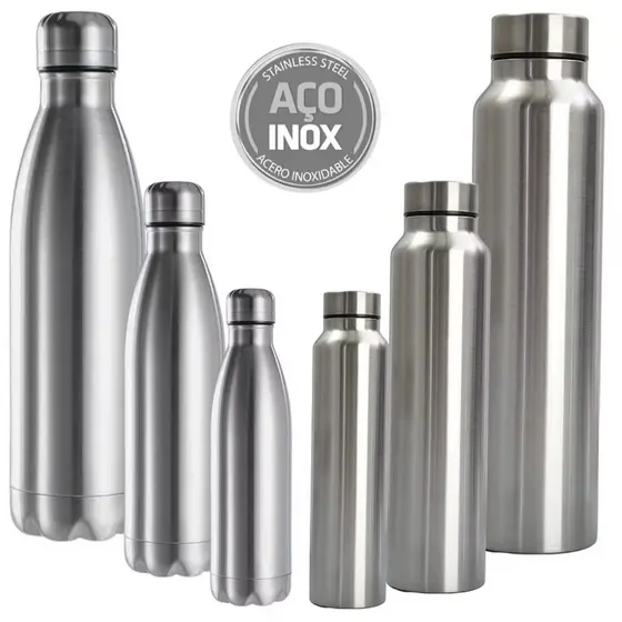 Garrafa Inox a Vácuo Resistente Squeeze Suco Chá Academia Não é Térmica