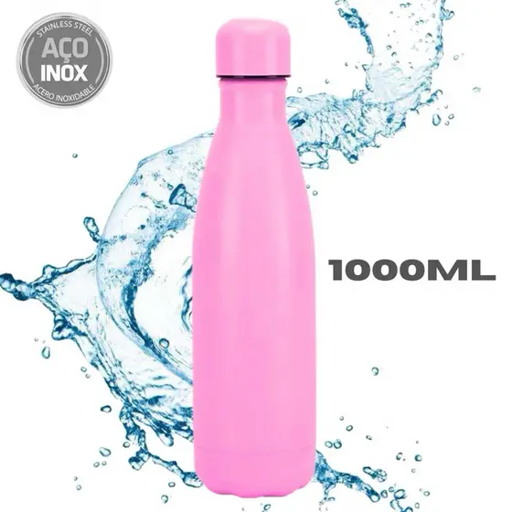 Garrafa de Água Squeeze para Hidratação em Aço Inox 304 Colorida 500ml  1000ml