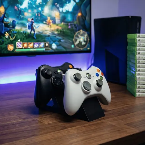 Suporte Expositor para 2 Controles Xbox 360 Organizador de Mesa Gamer