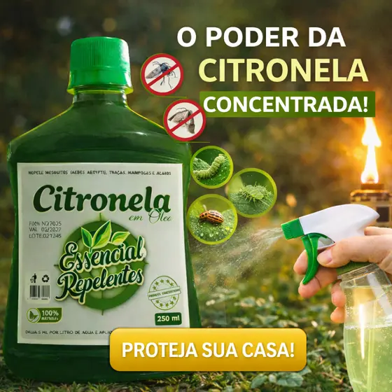 ÓLEO DE CITRONELA CONCENTRADO 250ML | RENDE ATÉ 50L DE REPELENTE NATURAL PARA MOSQUITO E PERNILONGO