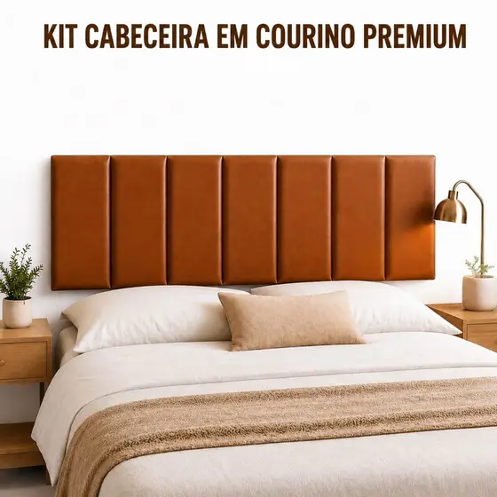 Kit Até 15 Cabeceira Modular Courino Retangular Placas Painel Estofado Fácil Instalação
