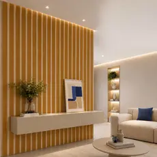 Kit 50 Até 200 Painel Ripado MDF Autoadesivo 45x10cm Placa Decorativa Parede Sala de TV Quarto Escritório Alto Padrão