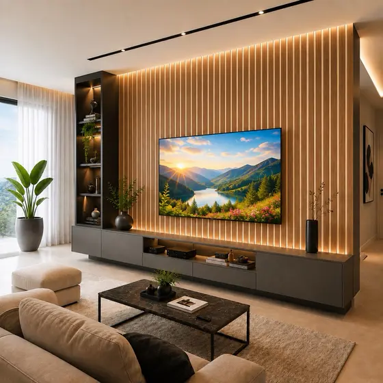 Kit 10 Até 100 Placas Ripadas Revestimento Painel Decorativo Sala de Tv Quarto Escritório MDF PREMIUM 45cmx10cm
