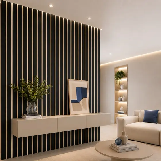 Kit 10 Até 100 Placas Ripadas Painel Decorativo Sala Quarto Escritório Cozinha MDF PREMIUM 45cmx10cm